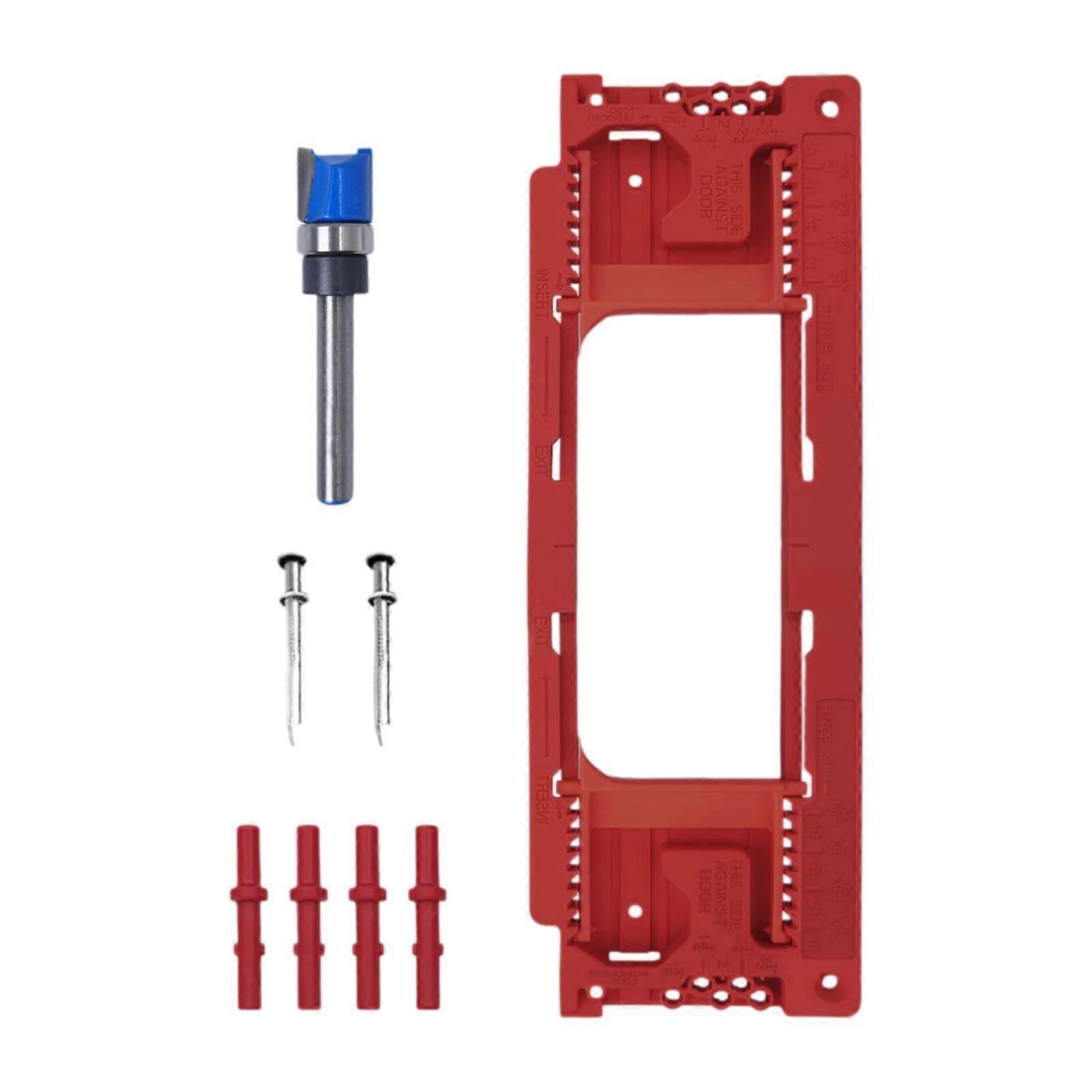 Adjustable Door Hinge Jig for Carpentry, Red Hinge Mortising Template with Accurate Alignment