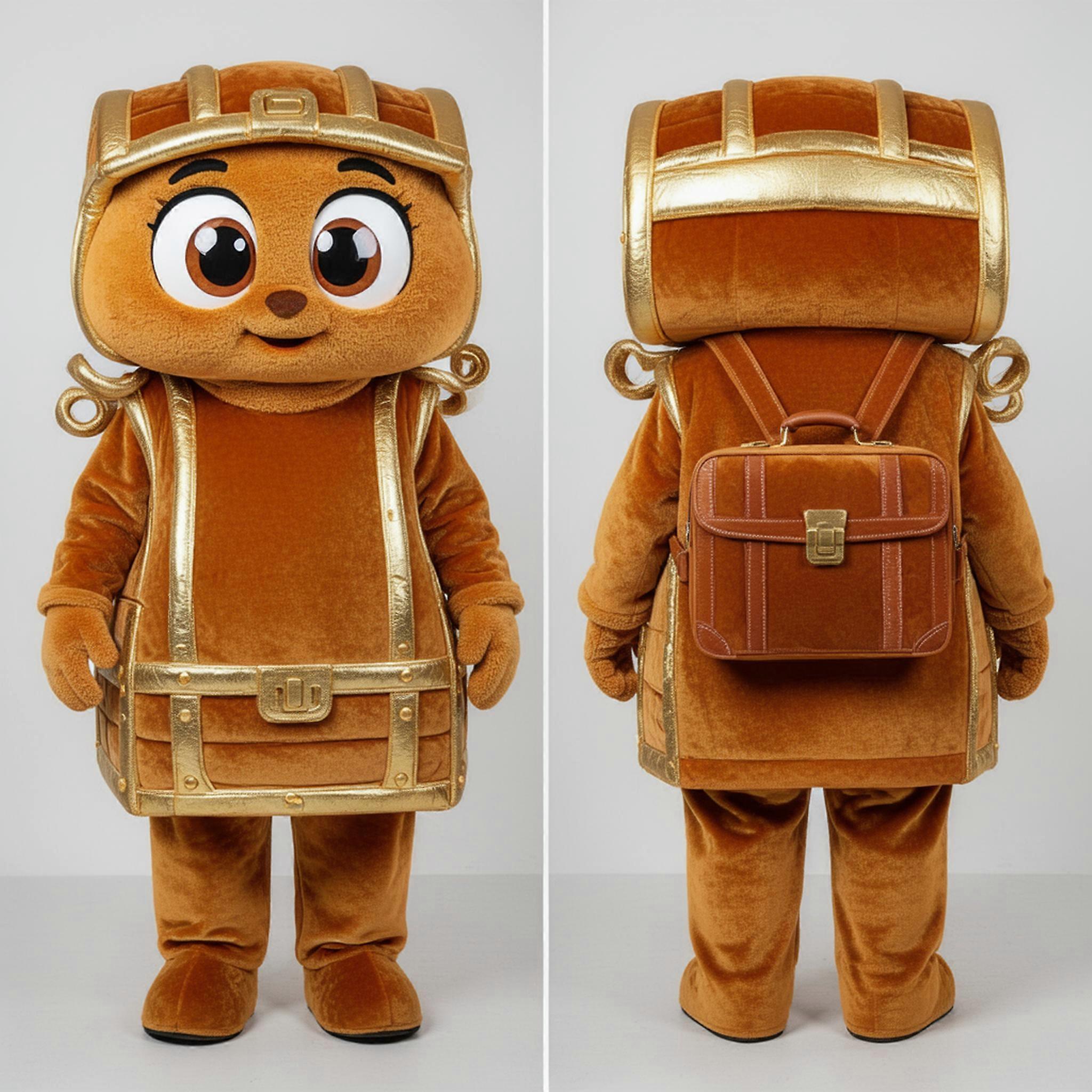 MASTICOT Amber Brown Rounded Treasure Chest Mascot