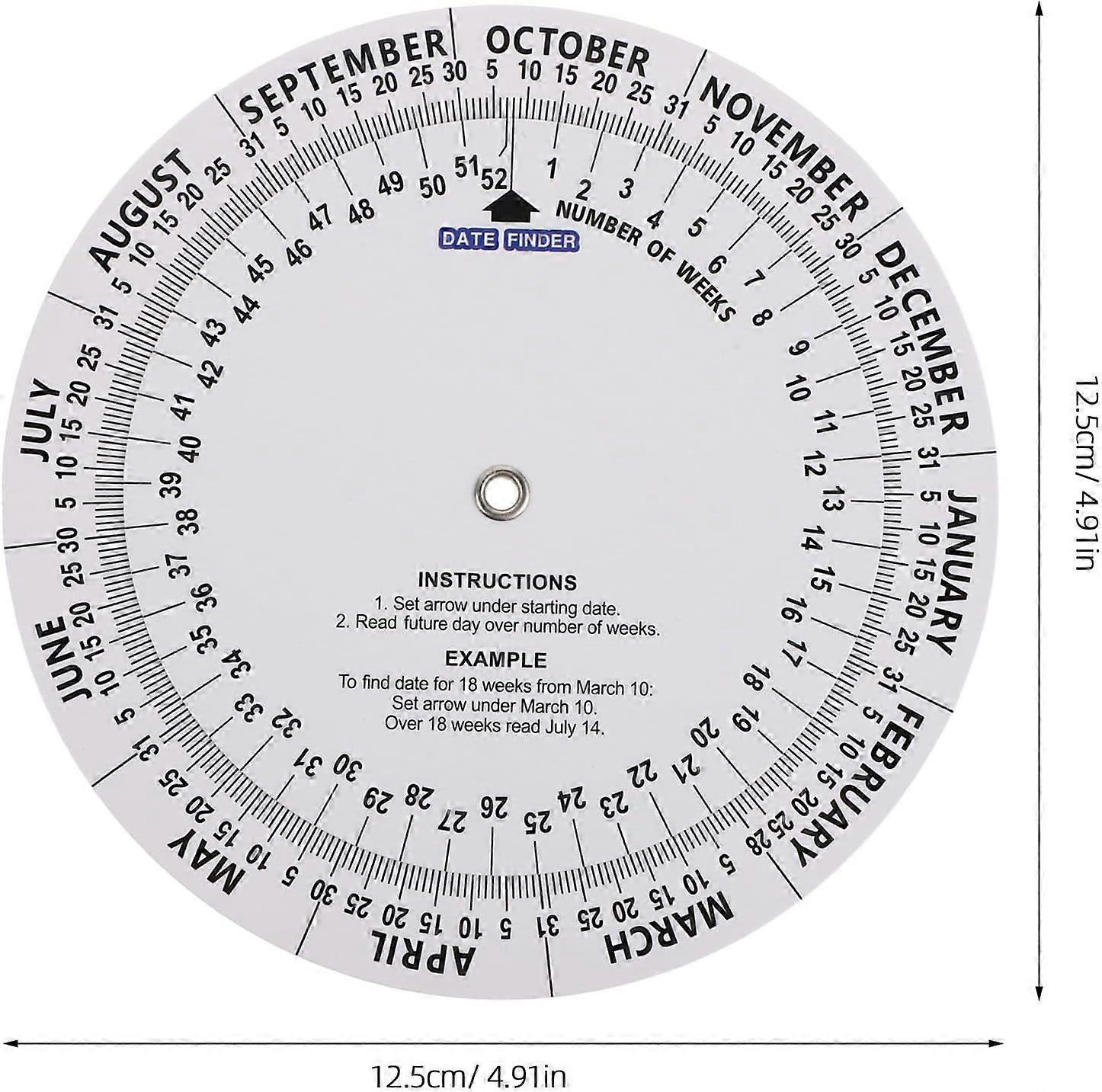 Due Date Calculator Wheel 3Pcs Paper Plastic White