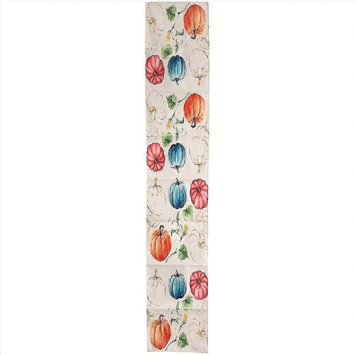 Fall Eucalyptus Leaves Pumpkins Table Runner, Table Decoration B-JNNJV