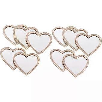 10 espelhos de maquiagem portáteis em formato de coração, ideais para bolsas. Espelhos dobráveis compactos em liga de metal e vidro, para viagens, para mulheres. Charmoso design dourado.