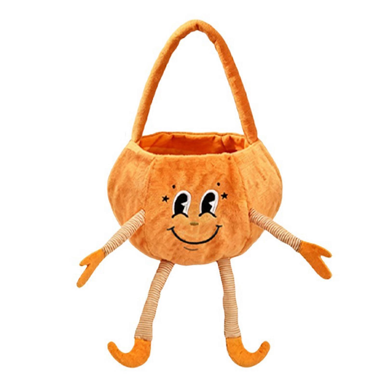 Plush Pumpkin Trick or Treat Candy Basket