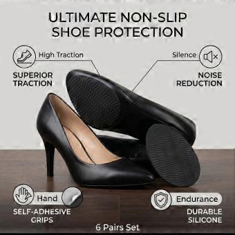 6 Pairs Non Slip Shoe Pad Reduce Noise Hard Wearing Self Adhesive Anti Slip Shoe Grip for Heels Shoes Black Round Head