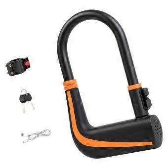 Alarm Bike U Lock with Thick Steel Body, Rechargeable Power and Soft Protective Outer Layer for Cycle Parking Tasks  Black and yellow
