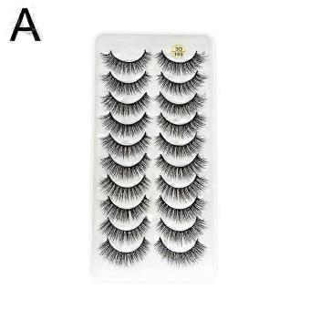 Dense Thick Black Faux Lashes, Long Crisscross Shape, 10 Pairs