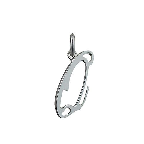 Silver 23x11mm plain Palace script Initial Q Pendant
