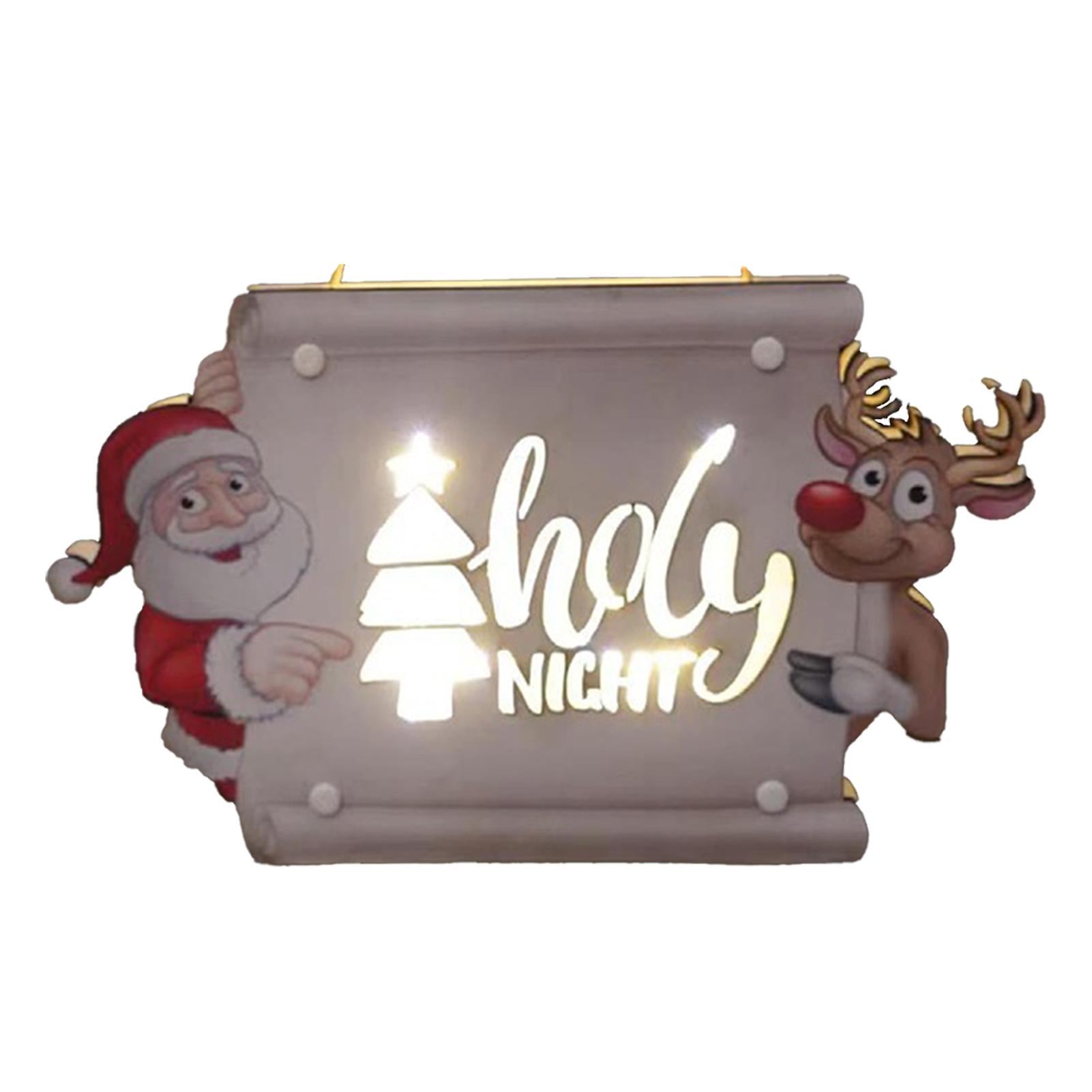 Christmas Wooden Signs With Led Lights Creative Delicate Cut Letters