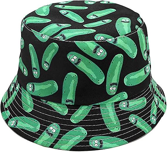 Reversible Sun Hat Printed with Double Side for Summer and Beach - Green