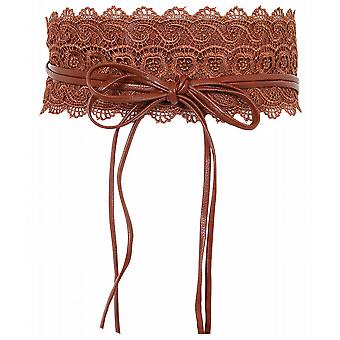 KRISP Kvinders Floral Hæklet Lace Self Tie Wrap Omkring Wide Obi Waist Band Cinch Bælte