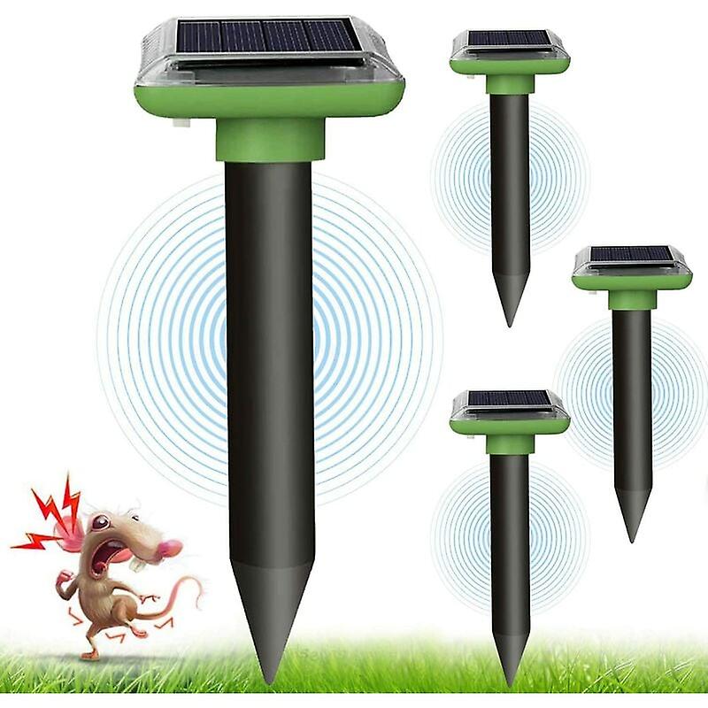 Mole Repellents,Solar Mole Repeller,Ultrasonic Snake Repeller 4 Pcs,Ultrasonic Terminal for Moles, Gophers,for Moles Snakes Voles Gophers and Other An