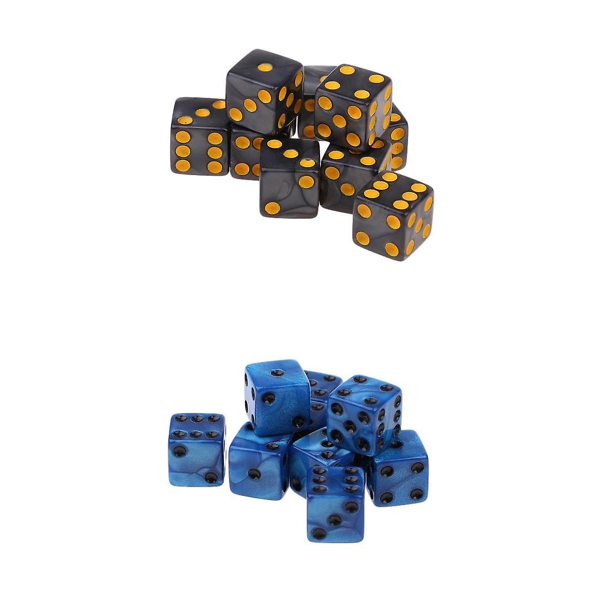 20x Six Sided D6 Dice Square Dotted for Dungeons and Dragons Toys Grey &Blue