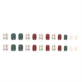 Wine Red & Green Fake Nails Non-toxic Odorless Not Easy To Fade Nails For Pleasant Diy Nail Experience At Home