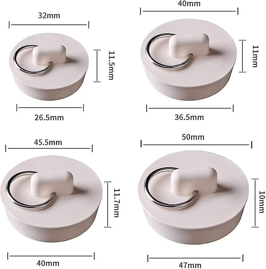 4 stk gummi vask plugger med hengende ring kjøkken avløpsplugger vask plugger badeplugger for kjøkken, 