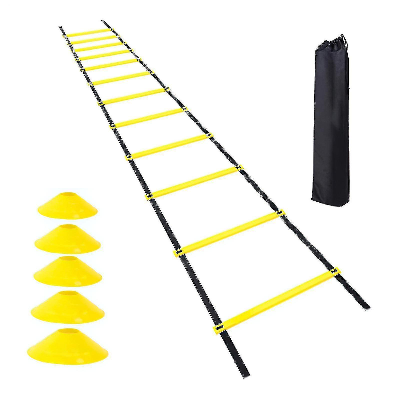 Speed Agility Training Set, Speed Training Equipment With Carry Bag, Includes 12 Rung Agility Ladder,10 Disc Cones And 4 Hooks For Soccer Football Box