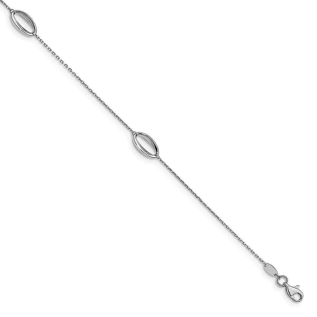 14k White Gold Polished With 1 In Ext. Anklet 10 Inch-Anklet for Women - 1.9 Grams