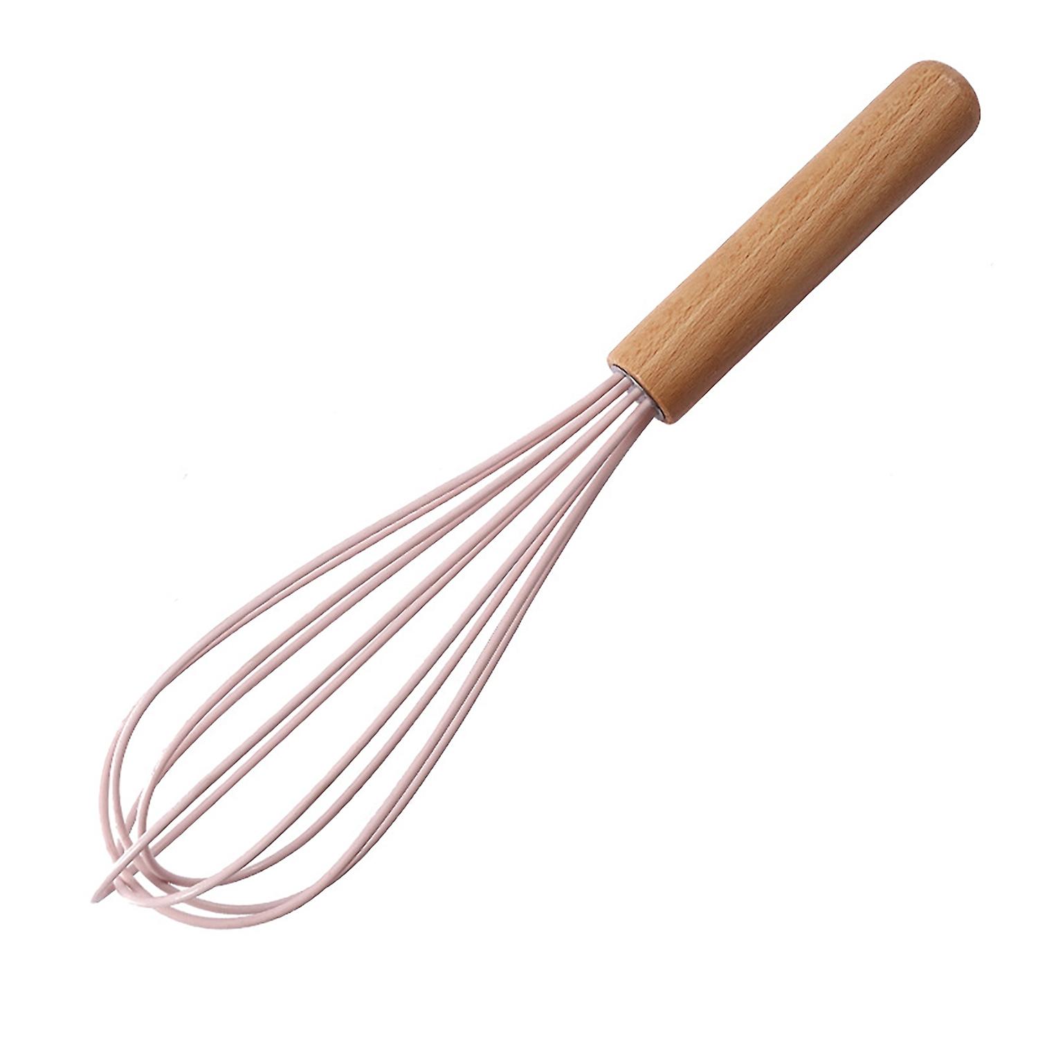 10 Inch Egg Beater Wooden Handle Multifunctional Comfortable Grip Reusable Labor-saving Whisking Sil