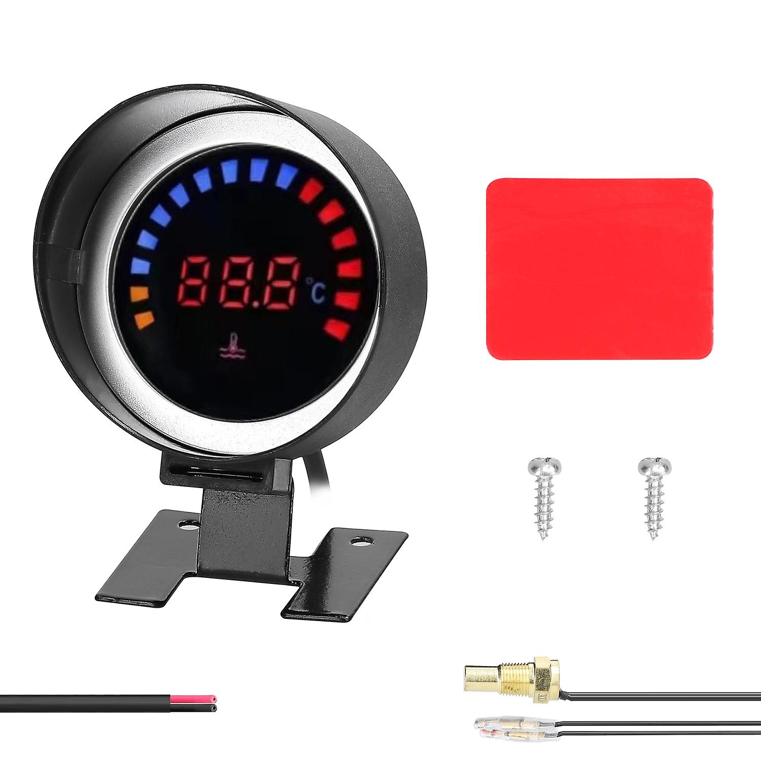 52mm Water Temperature Gauge Car Digital Meter LED Display 0-120℃ with Sensor Alarm Function for Car