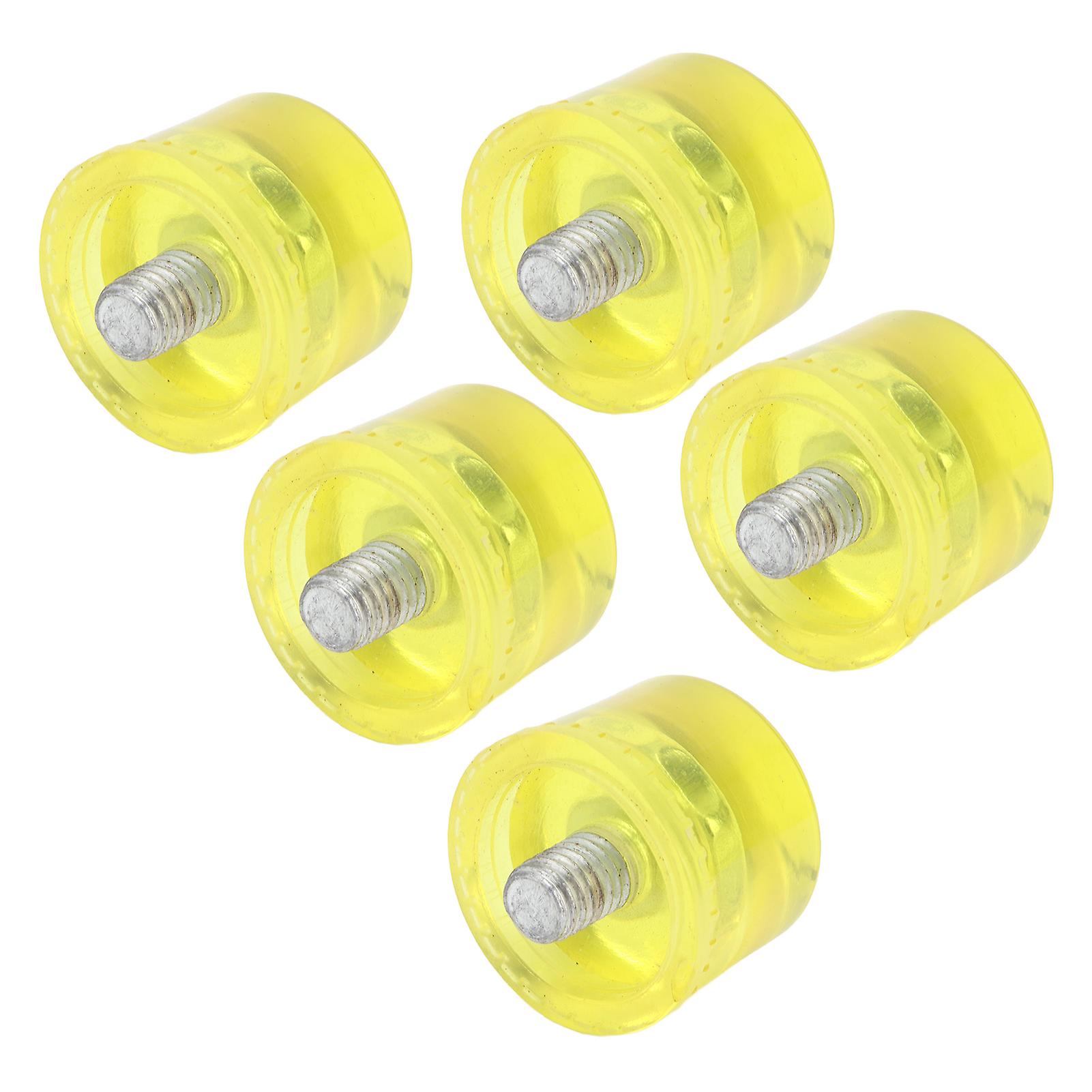 5Pcs Rubber Hammer Head Replacement M8x1 Soft Transparent Yellow Striking Tip Accessory Set KitΦ40mm