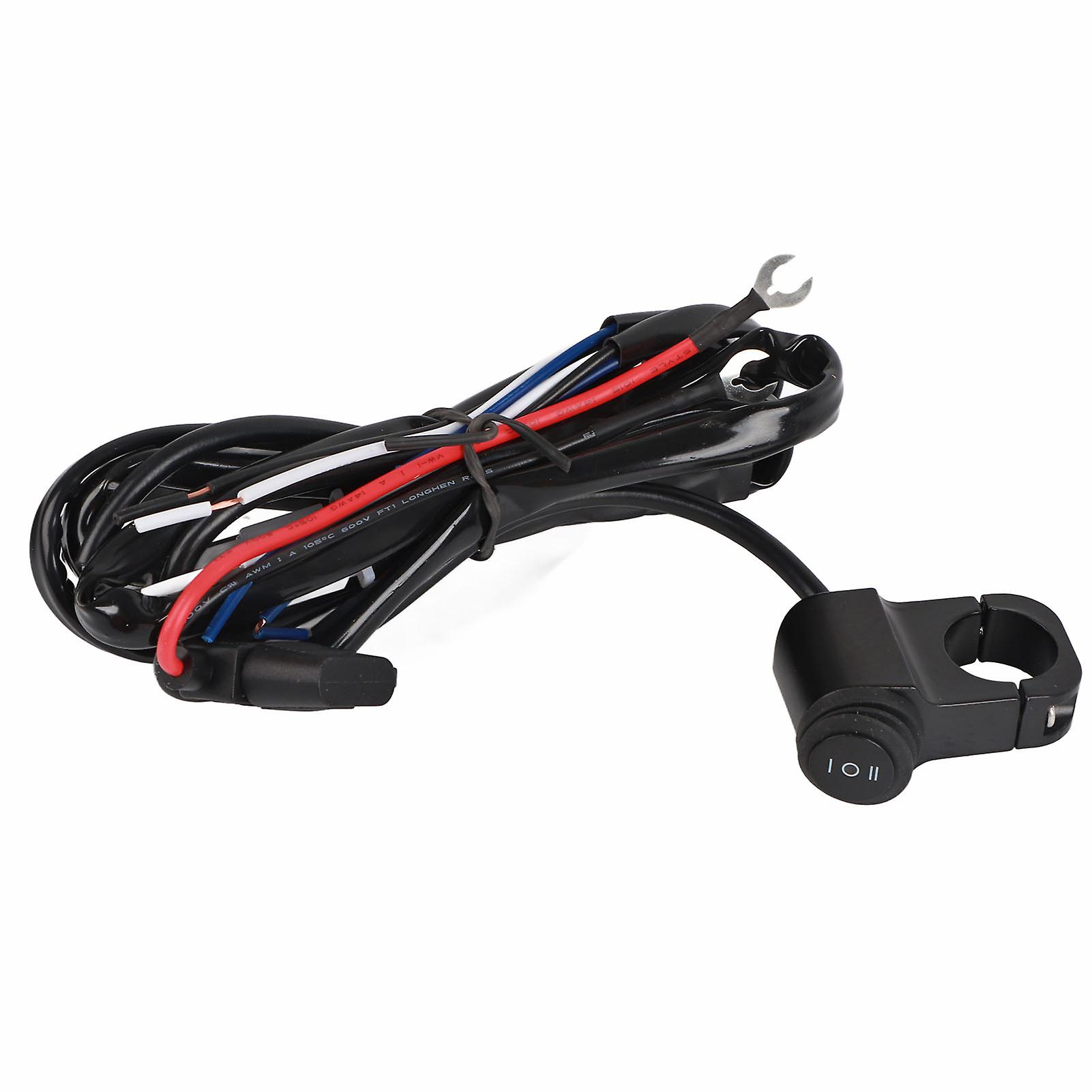 מתג בקרת כידון אופנוע עמיד למים מתג זרקור led רתמה DC 12V לאופני עפר טרקטורונים 1.6 מטר / 1.75 יארד