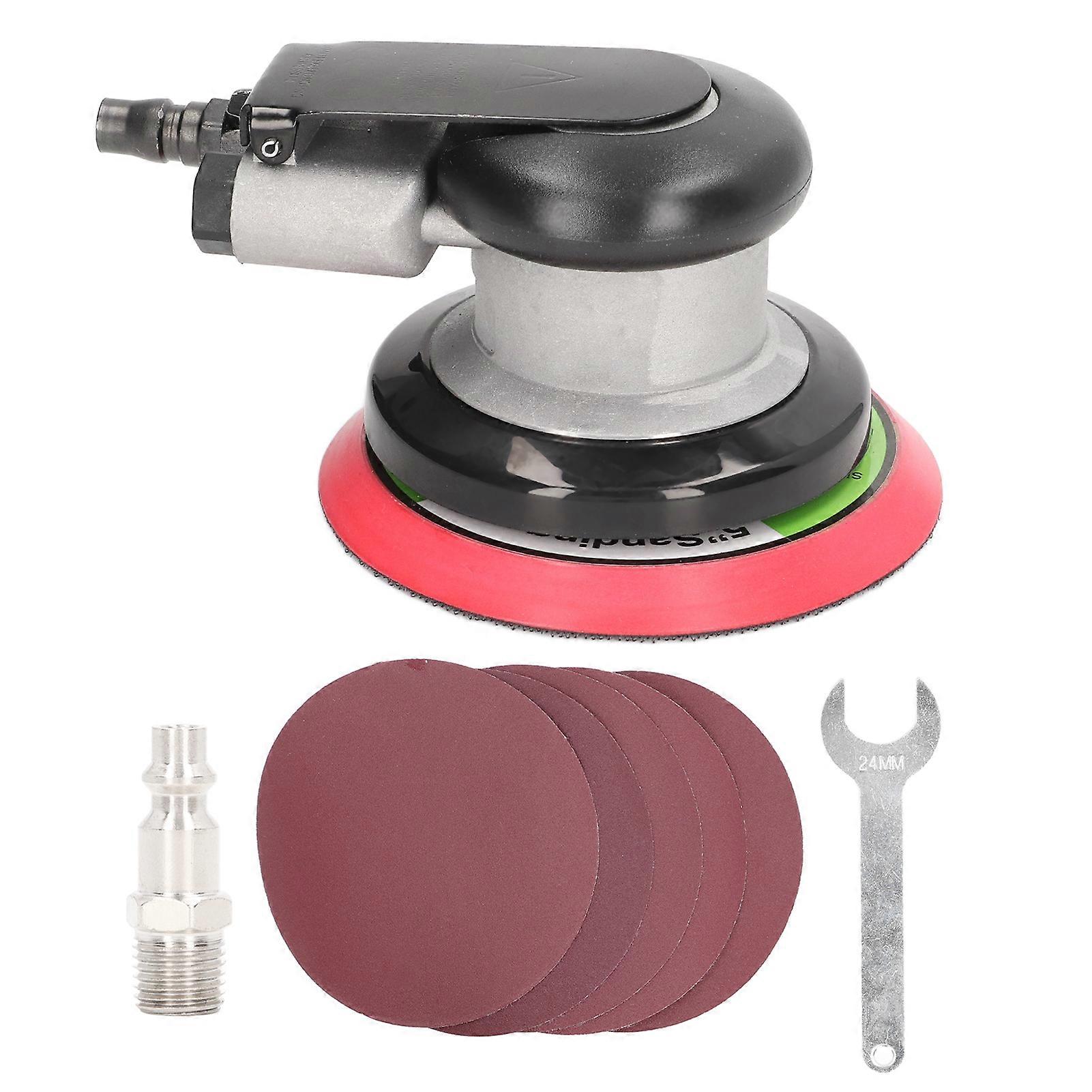 Air Random Orbital Sander 5in Pneumatic Palm with 5pcs Sandpapers for Auto Work US Style Joint