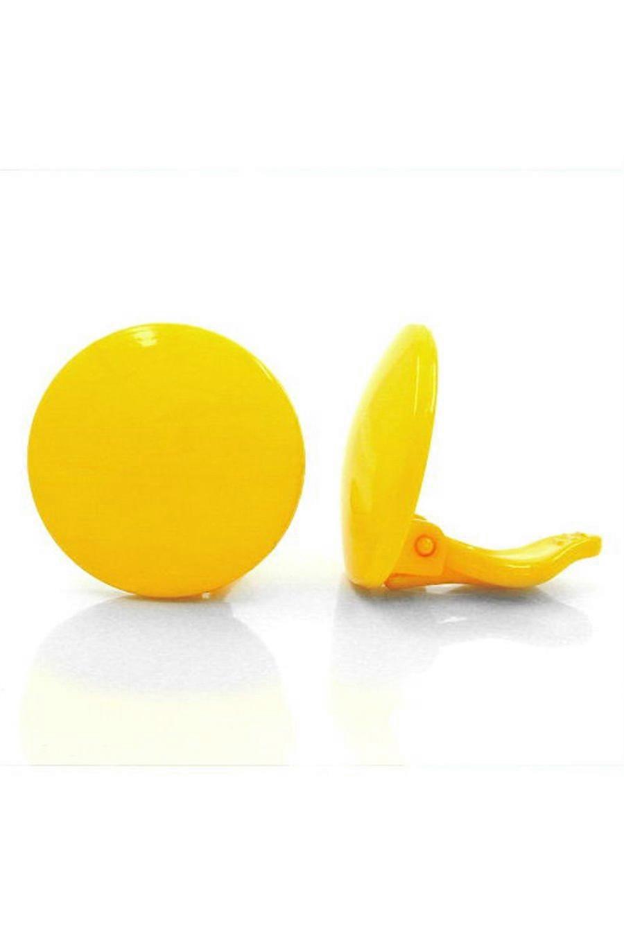 Earring Clip-on Round Yellow Plastic - Gl02755