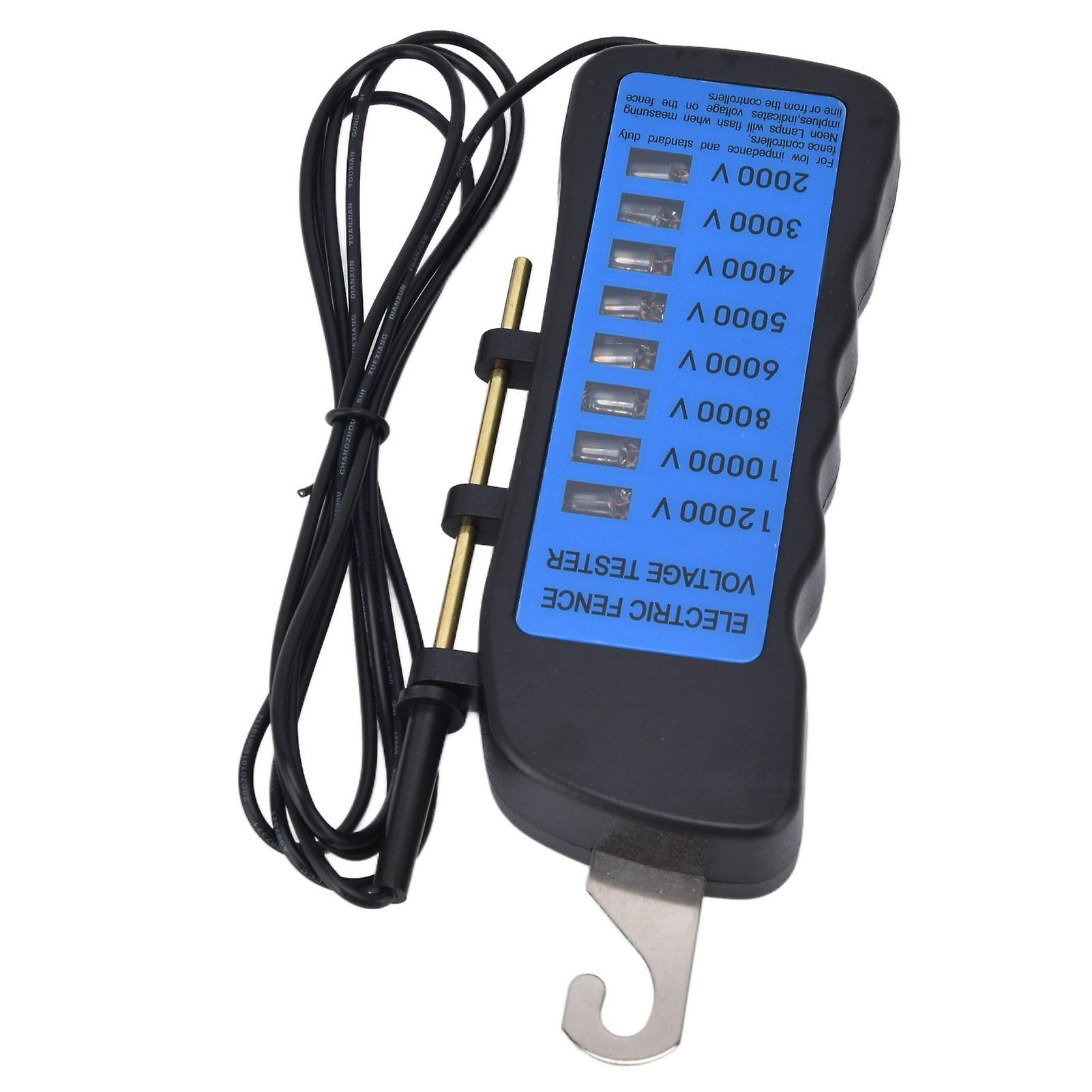 12KV Neon Fence Voltage Tester 2000 to 12000V 8 Neon Indicator Lights Waterproof Fence Tester for Farms