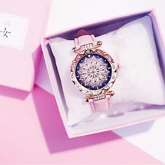 Stuff Certified® Starry Sky Watch Ladies - Luxury Anologue Quartz Movement for Women Pink