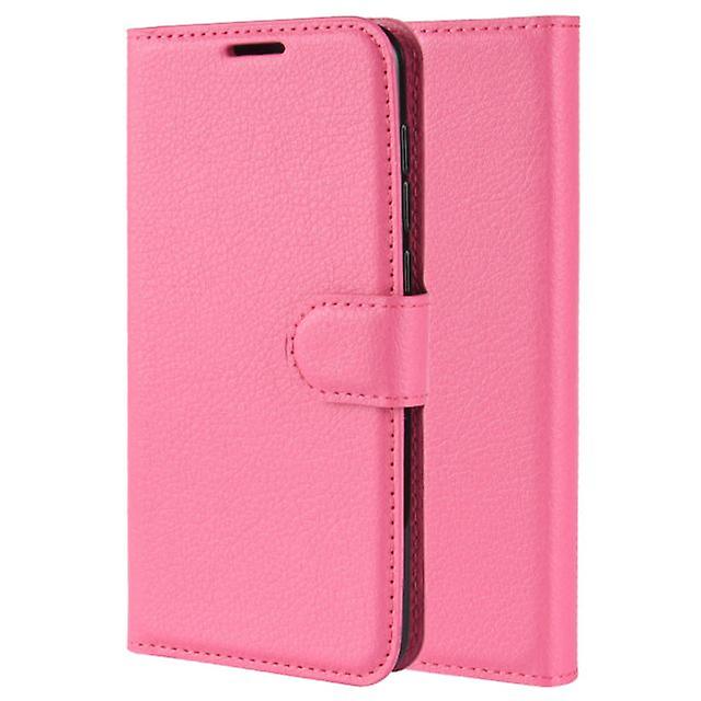 Huawei Honor Play 8A Folding Leather Shell Case - Dark Pink