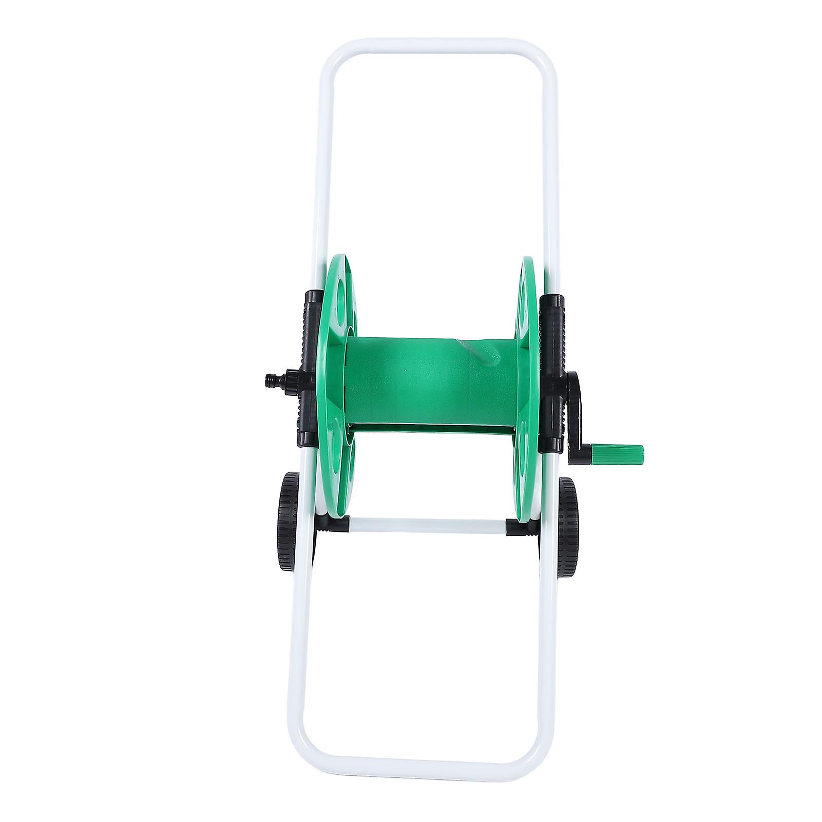 Water Hose Reel Cart Green PP Labor Saving with Wheels Hand Push Hose Storage Cart for Garden 