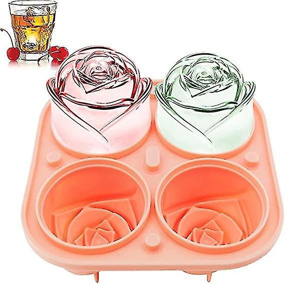 3D Rose Ice Molds , Large Ice Cube Trays, Make 4 Giant Cute Flower Shape Ice, Pink,2024 Ping
