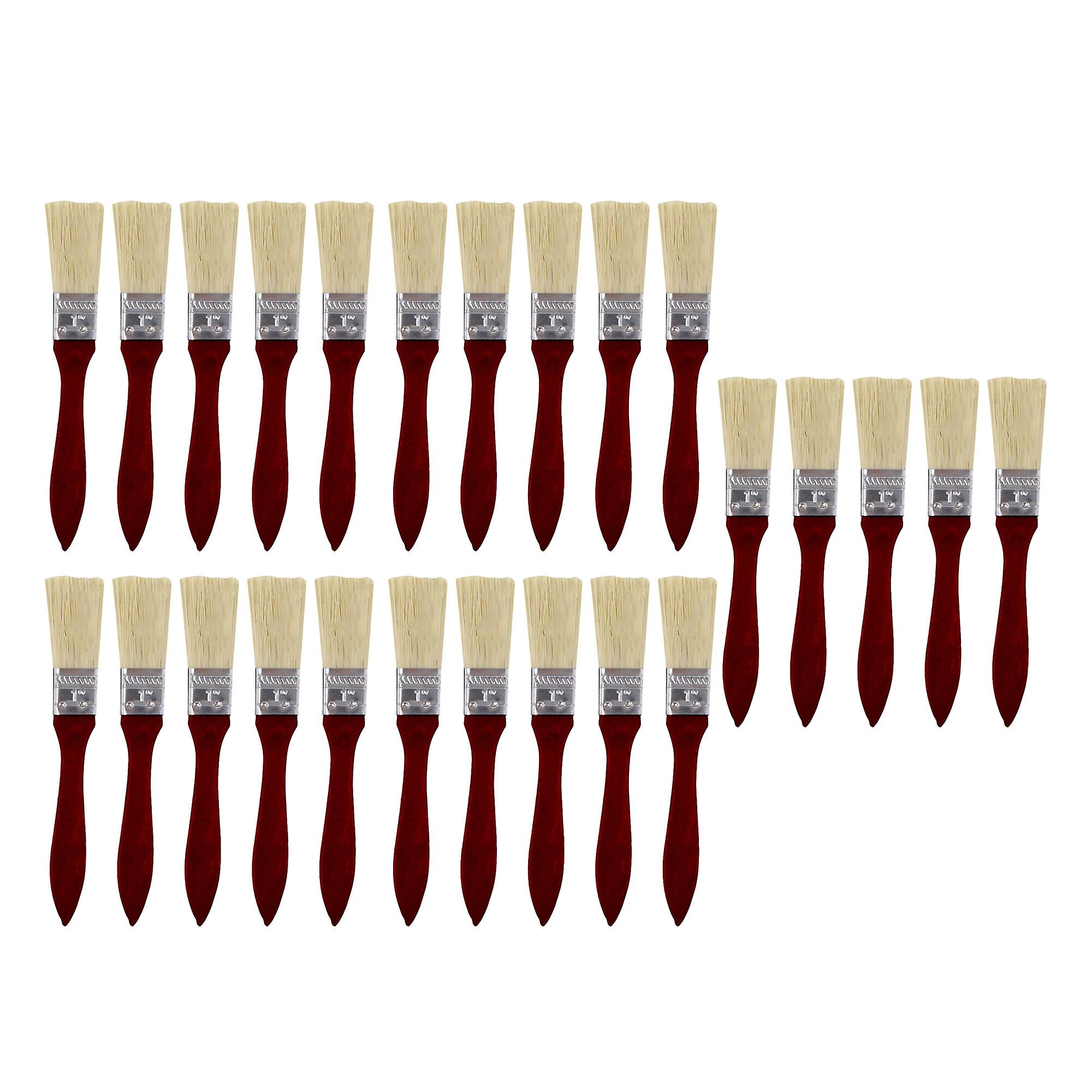 25 Pcs Paint Brush Tool with Mahogany Handle for DIY Home Decorations 1Inch
