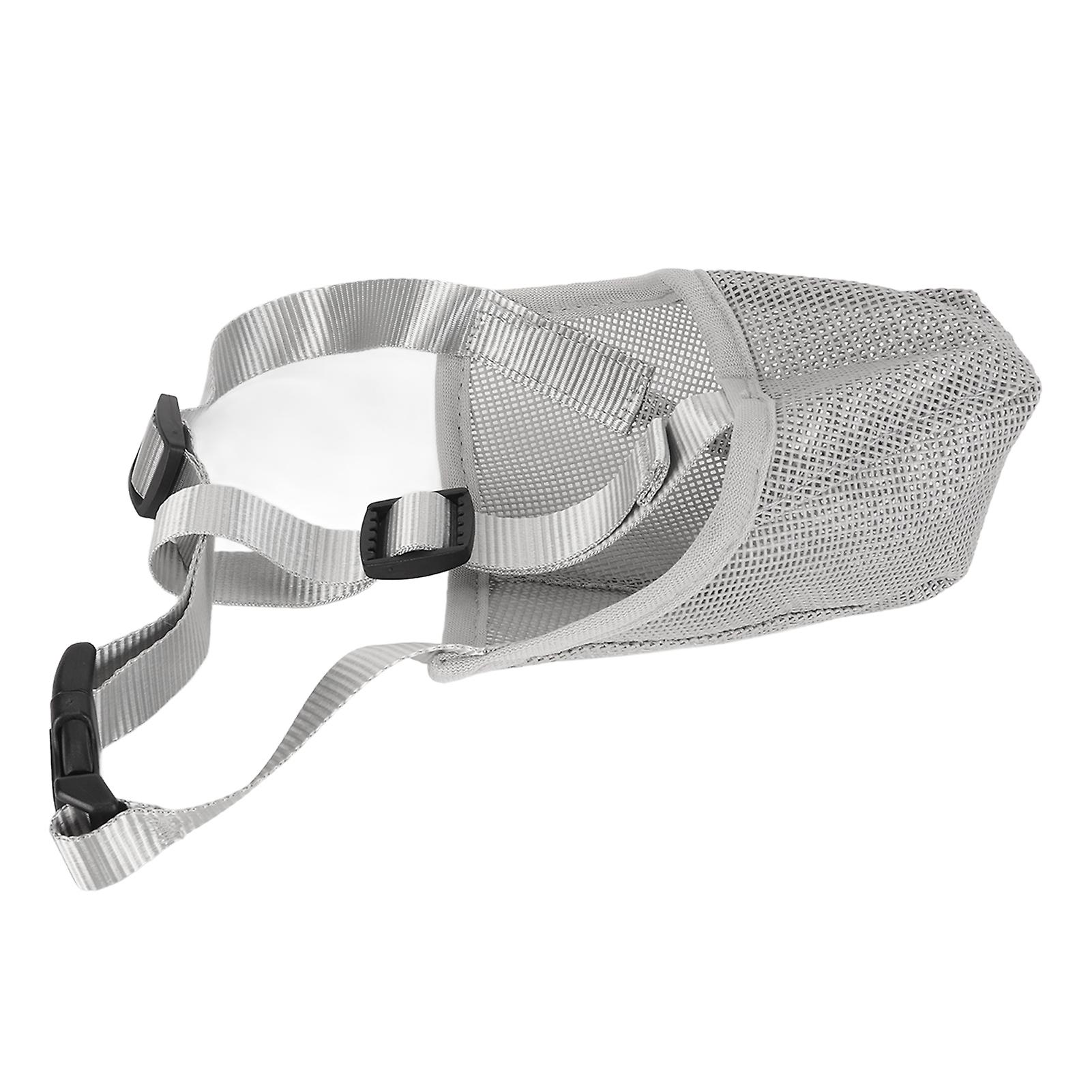 Dog Muzzle Breathable Adjustable Prevent Biting Chewing Pet Mesh Muzzle for Outdoor Training Gray L 