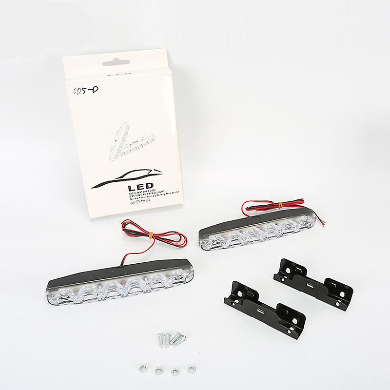 12v 1pair Car Auto Daytime Running Light Daylight Car Styling Lamp Drl 6 Led Waterproof Lights Fog Light 6000k Car-styling Bulbs