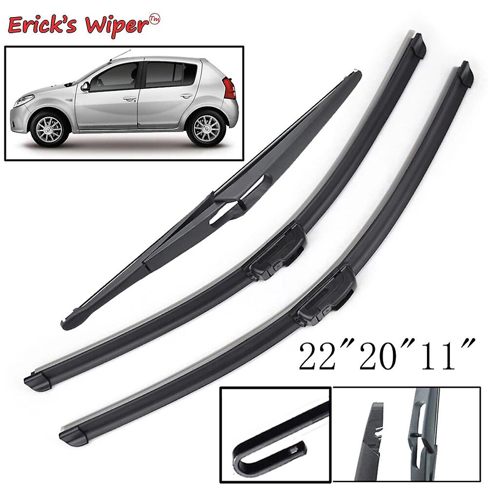 Wiper Front & Rear Wiper Blades Set Kit For Dacia Renault Sandero Mk2 2012 - 2014 Windshield Windscreen Window 22"20"11"