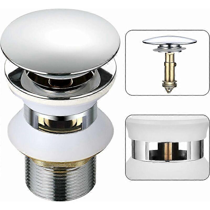 Universell vaskeavløp med overløp Pop-up Automatisk Push Open Click Clack for bad 1-1/4 "krom messing