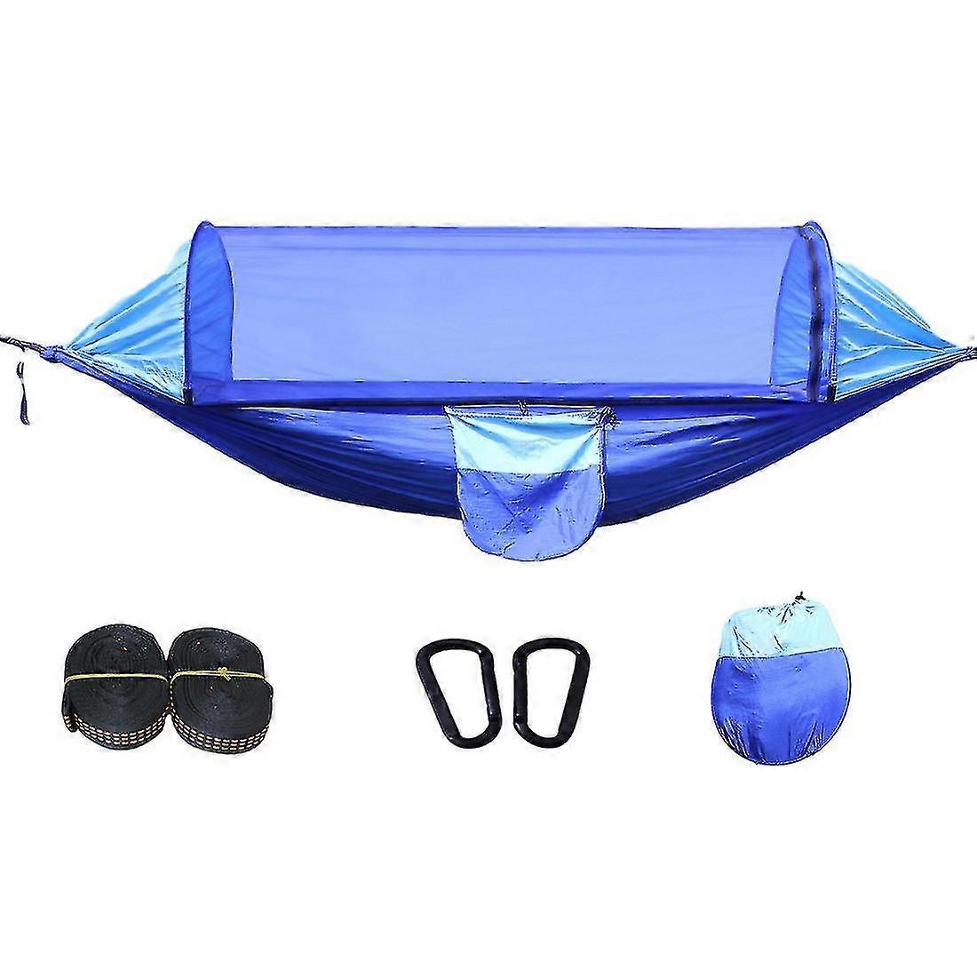 Camping Hamaca doble con mosquitera para acampar azul