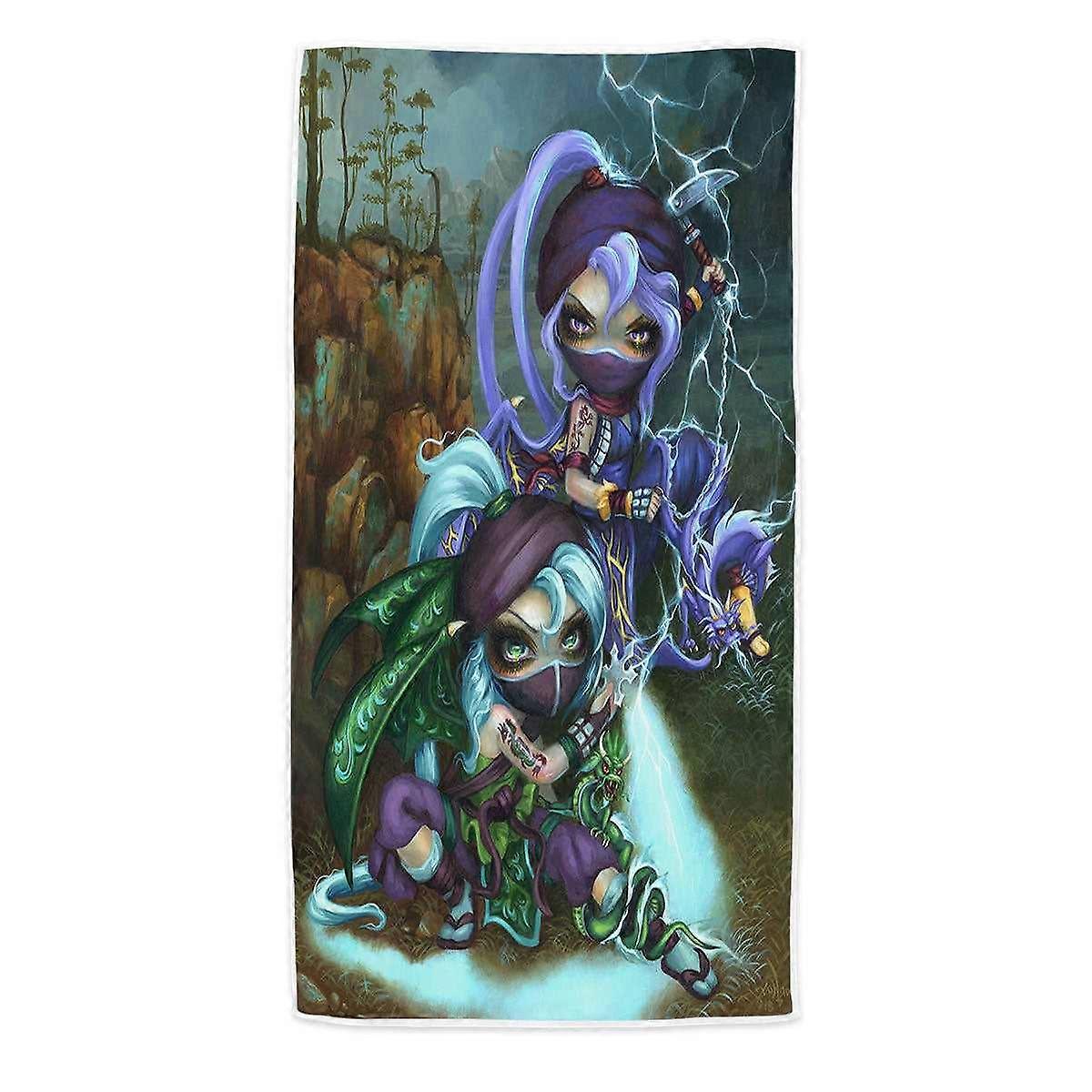Cool Ninja Dragonlings 暴风雨景观超细纤维沙滩巾