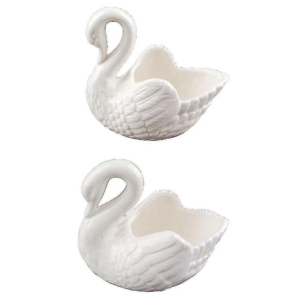 Creative White Swan Ceramic Flower Pot Multifunction Candlestick