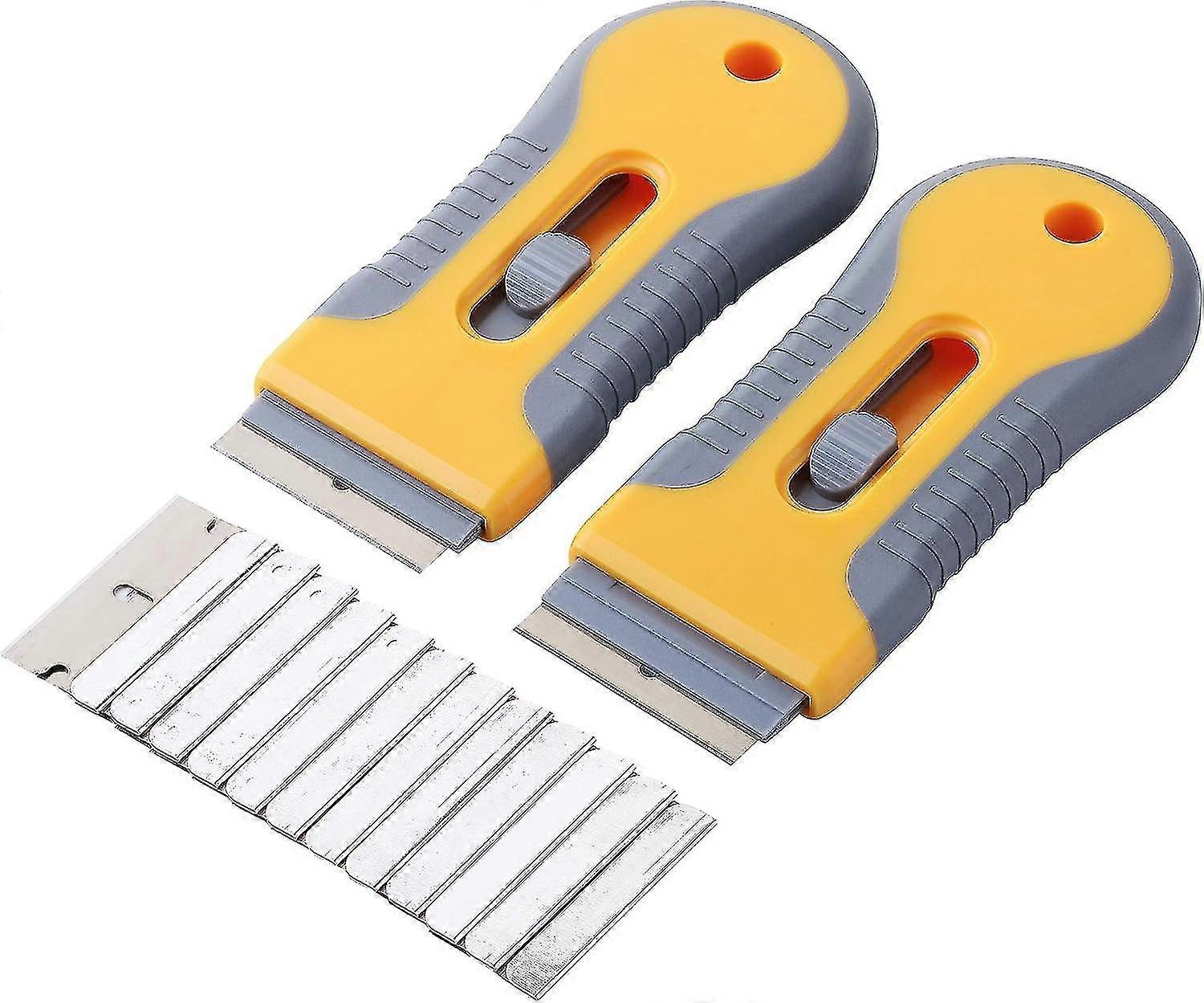 2 Pack, Razor Scraper Set With 10 Blades, Razor Scraper, Window Scraper, Scraper Tool, Glass Scraper, Retractable Razor Blades
