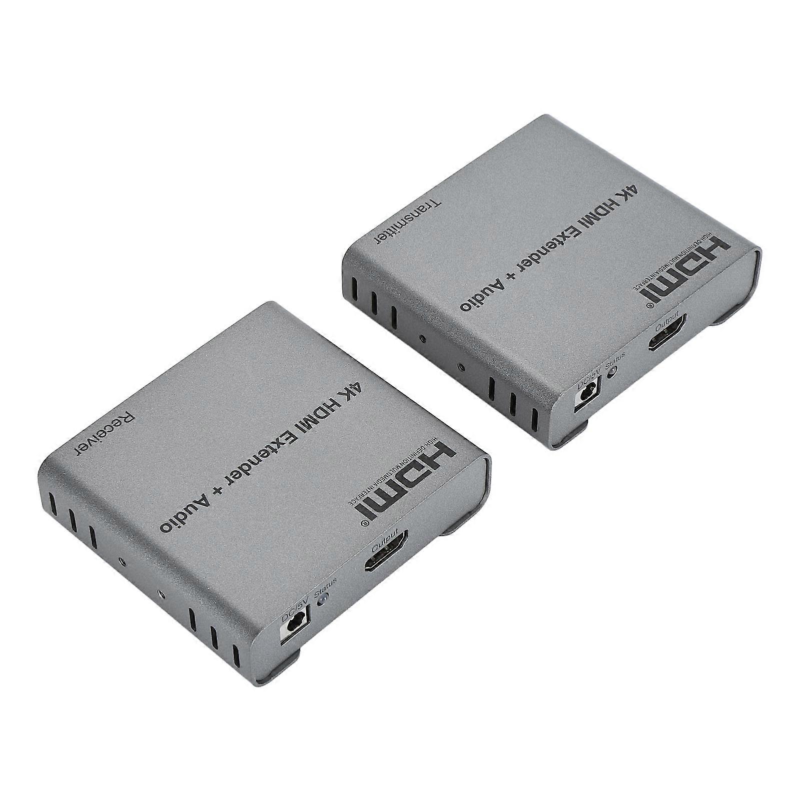 HD Multimedia Interface 2.0 Extender 4K 328ft Over Cat5e Cat6 Cat7 Cable Extender with Loop Out IR Control Cascading 100240V US Plug