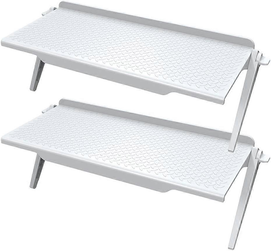 2Pcs TV Screen Adjustable Storage Top Shelf Computer Monitor Shelf for Cellphone Stand-White 30cm