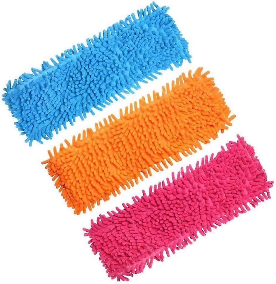 3Pack Microfiber Cleaning Mop Pads,Flat Floor Dust Mop Heads Replacement 40x12cm