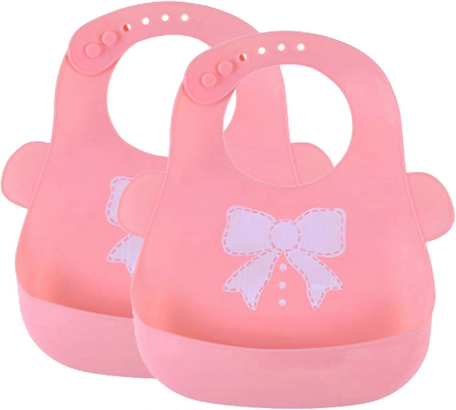 2 قطعة مريلة أطفال سيليكون مقاومة للماء ، جيب ماسك الطعام ، نشمر ناعم مريح ، سهل التنظيف