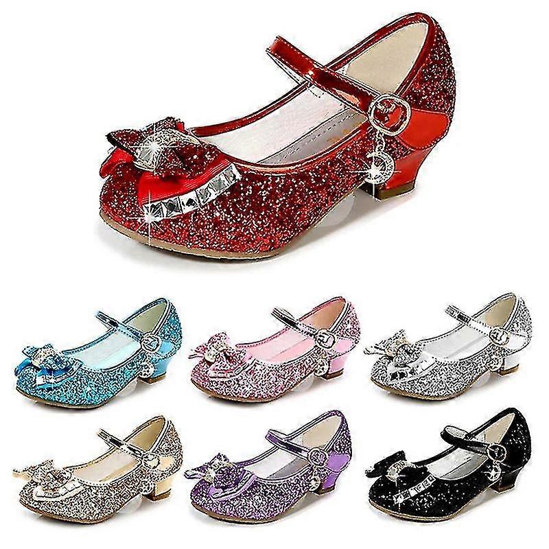Kids Leather Shoes For Girls Princess Glitter Children High Heel Girls Shoes 3d116a
