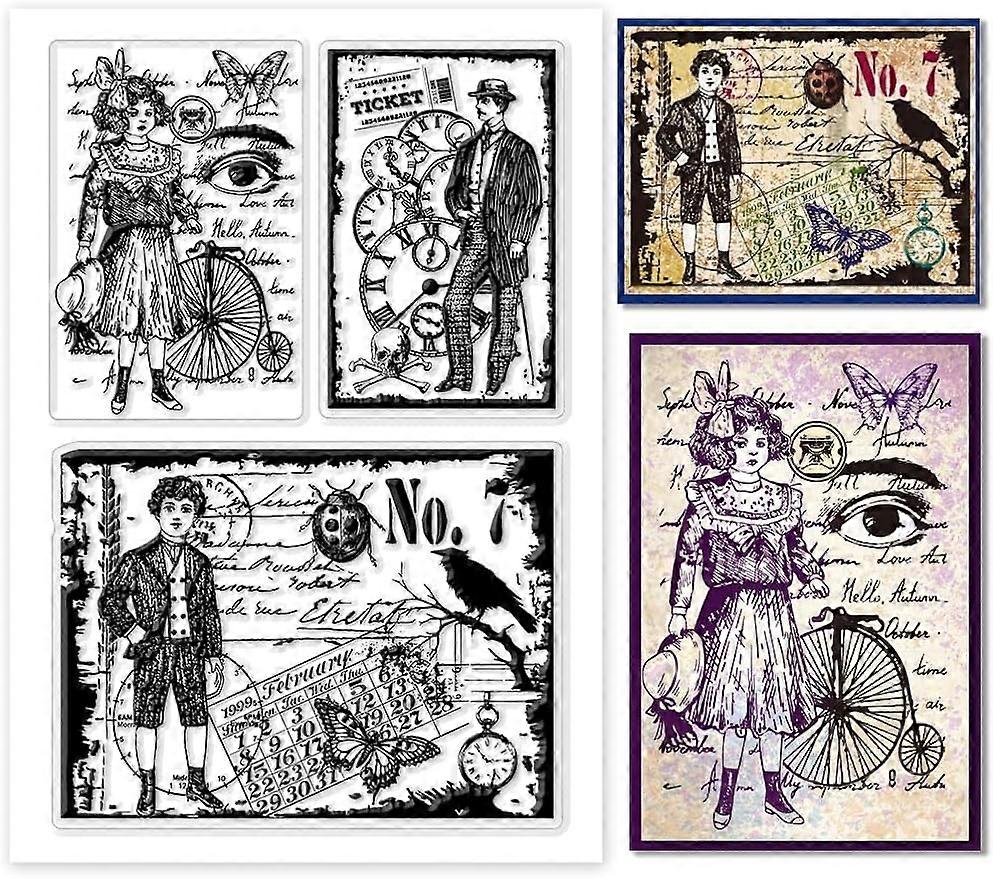 1Sheet Steam Retro Clear Silicone Stamps