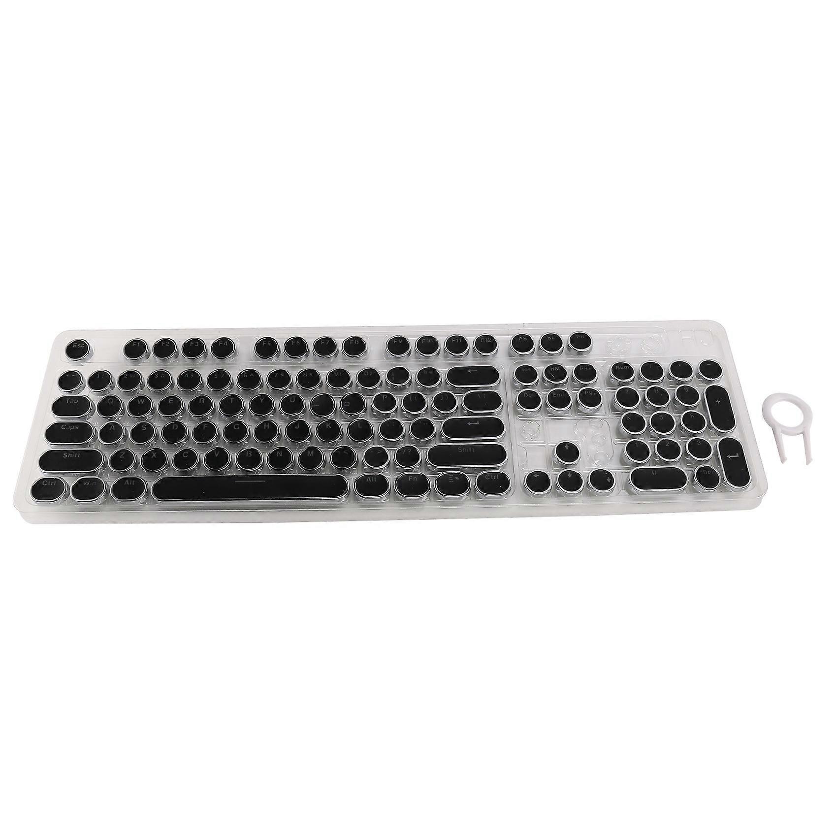 104-Key Retro Round Keycaps Double Lens DIY Typewriter Keycaps for Backlit Mechanical Keyboard Roun