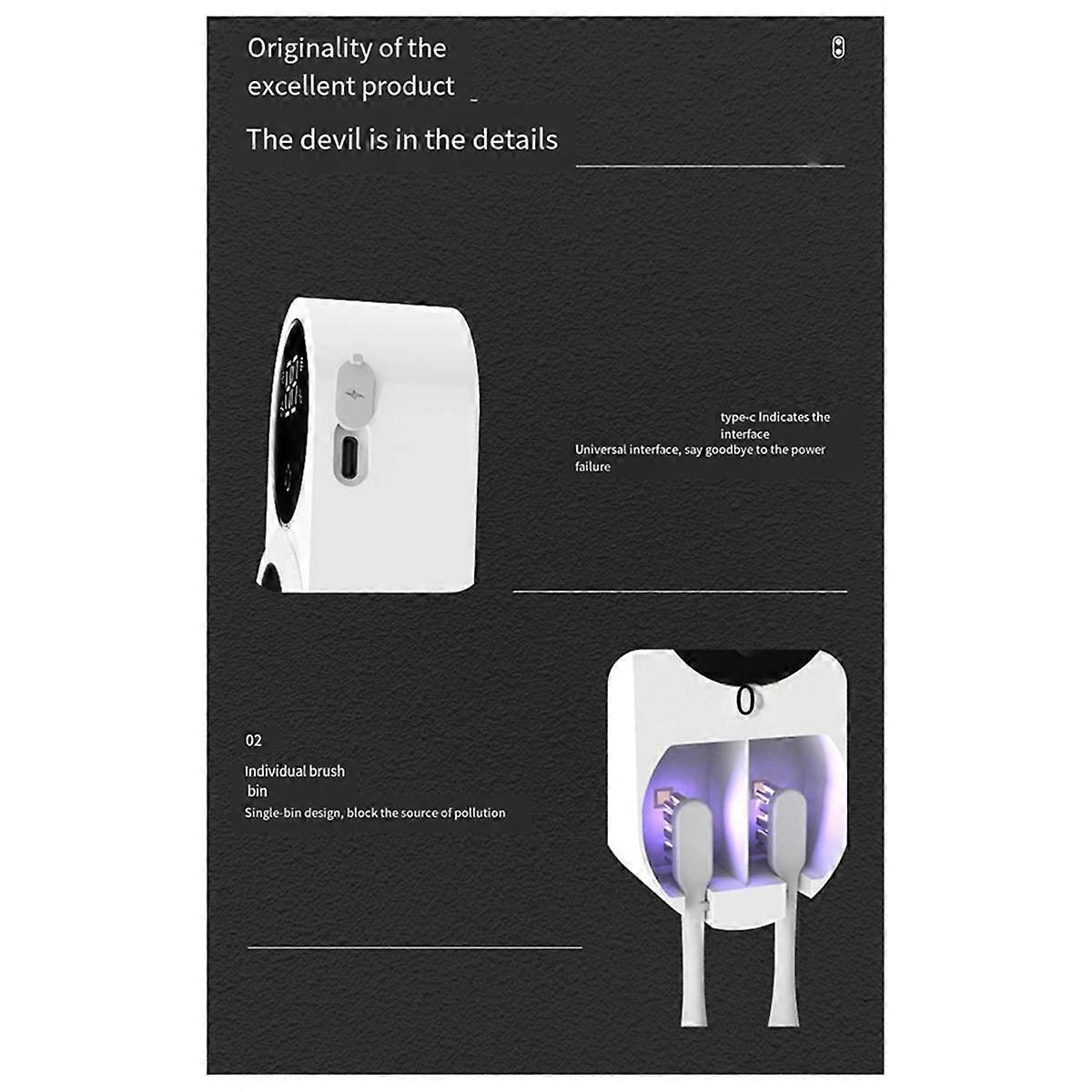 UV Toothbrush Holder Tooth Brush Head Disinfection Box Intelligent Induction Germicidal Storage Stand Double