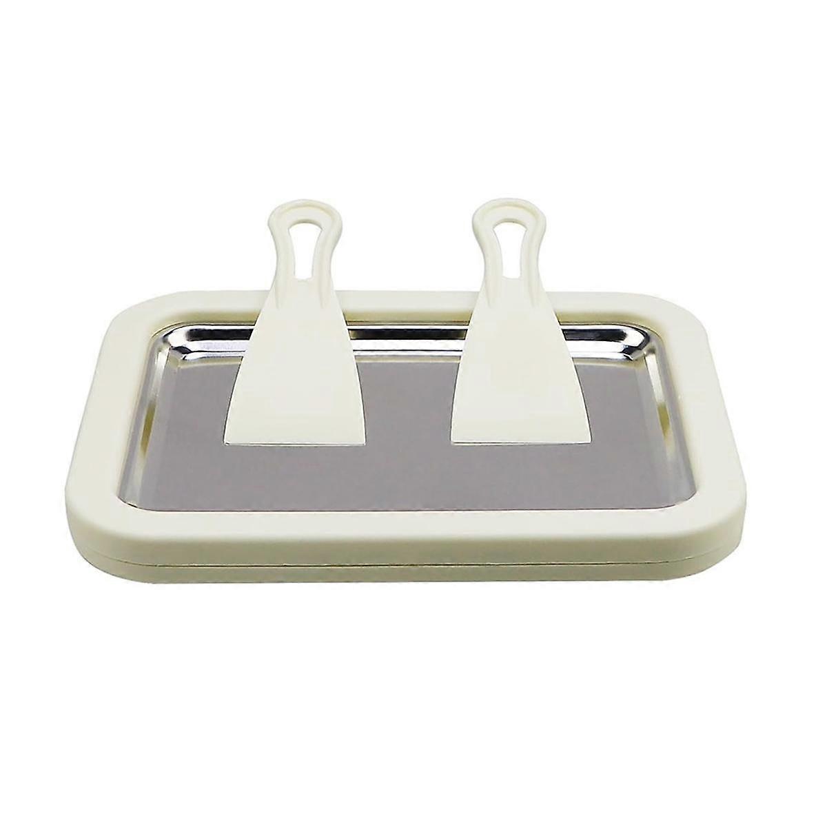 Stainless Steel Freeze Yogurt Maker, Instant Rolling Ice Yogurt Machine with 2 Spatulas, Ice Cream