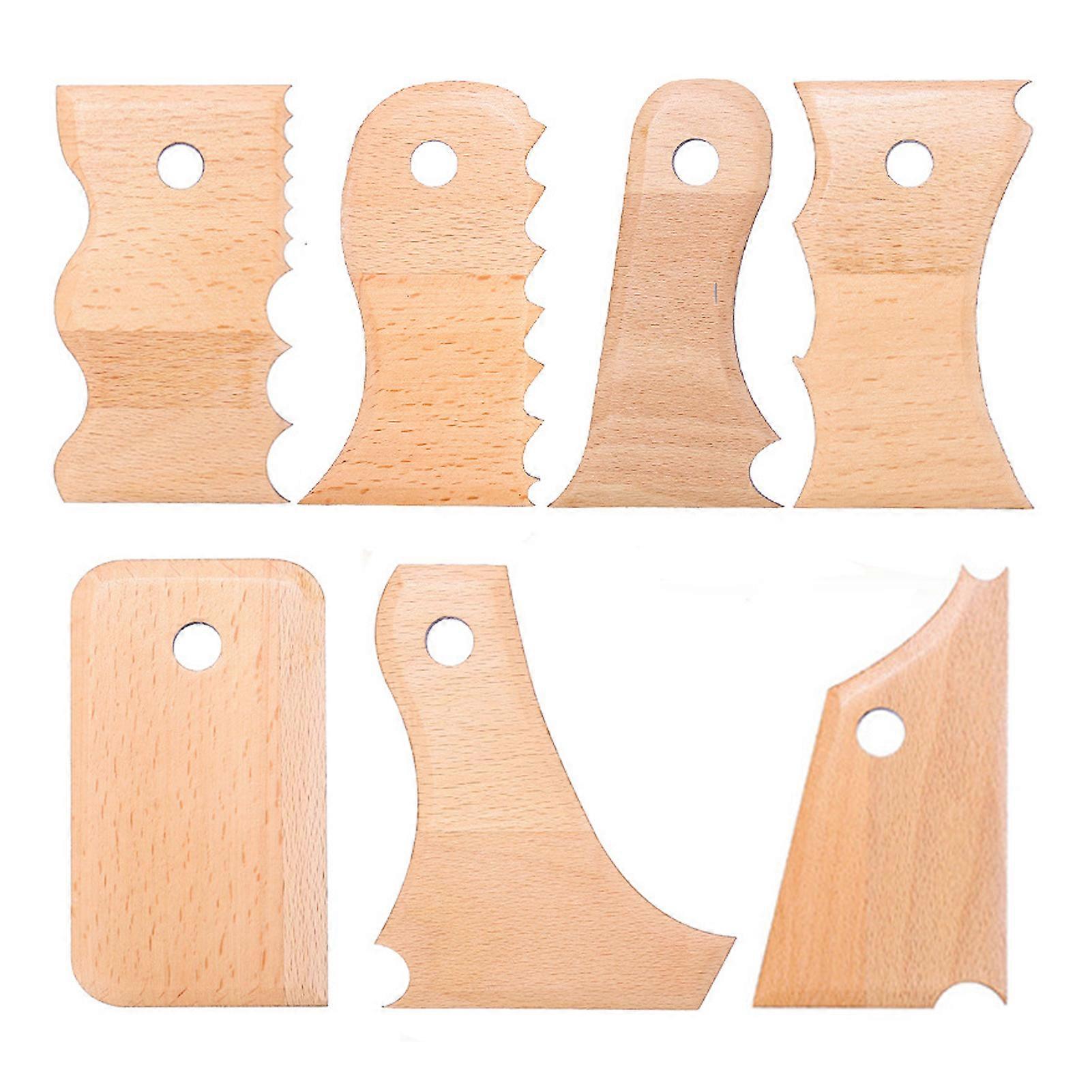 7 Pcs Pottery Tools Set Wooden Pottery Rib Foot Shaper Trimming Tools for Ceramics Clay Carving And Shaping Craft Kit for Ceramic Artists