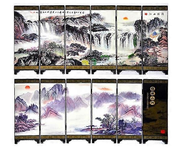 Desktop Mini Panel Divider Mini Folding Screen Decoration Chinese Lacquerware Screen Model